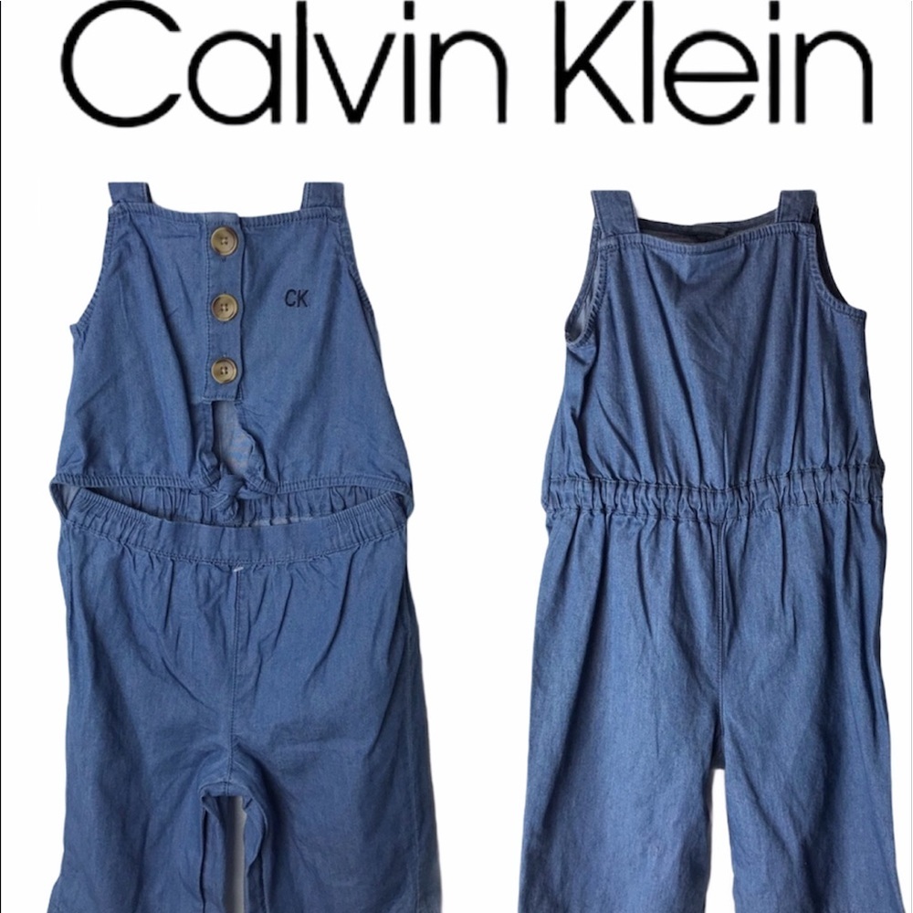 NWT Calvin Klein Tie Front Denim Jumpsuit